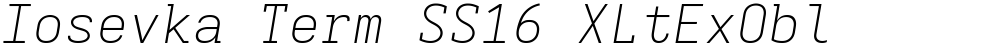 Iosevka Term SS16 XLtExObl